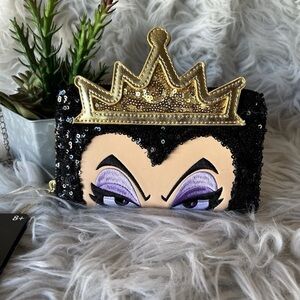 Disney Loungefly Snow White Evil Queen Sequin Cosplay Zip Around Wallet